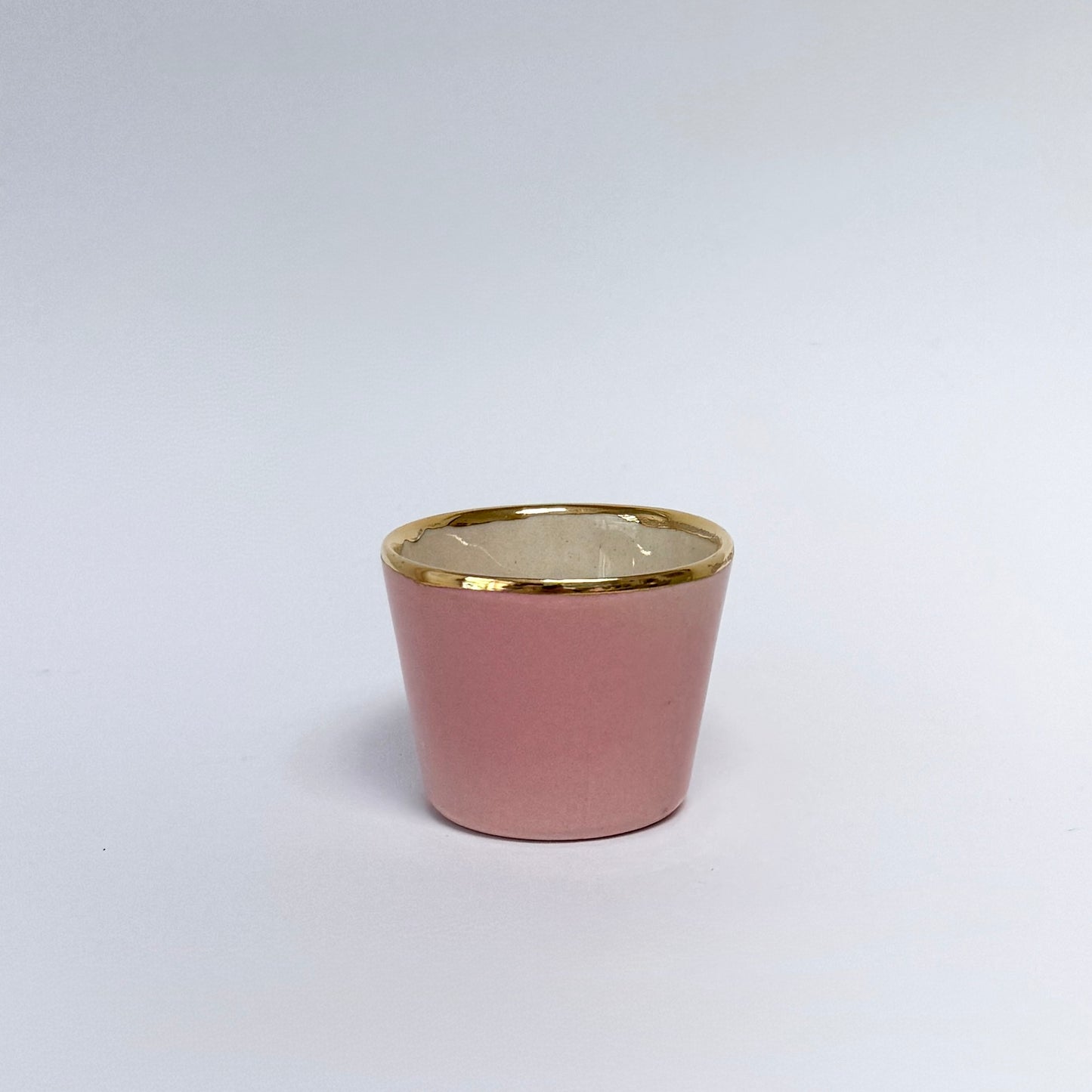Kelímek espresso růžový zlatý proužek