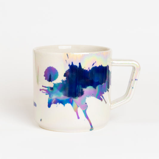 Hrnek s uchem velký Blue splashes s perletí